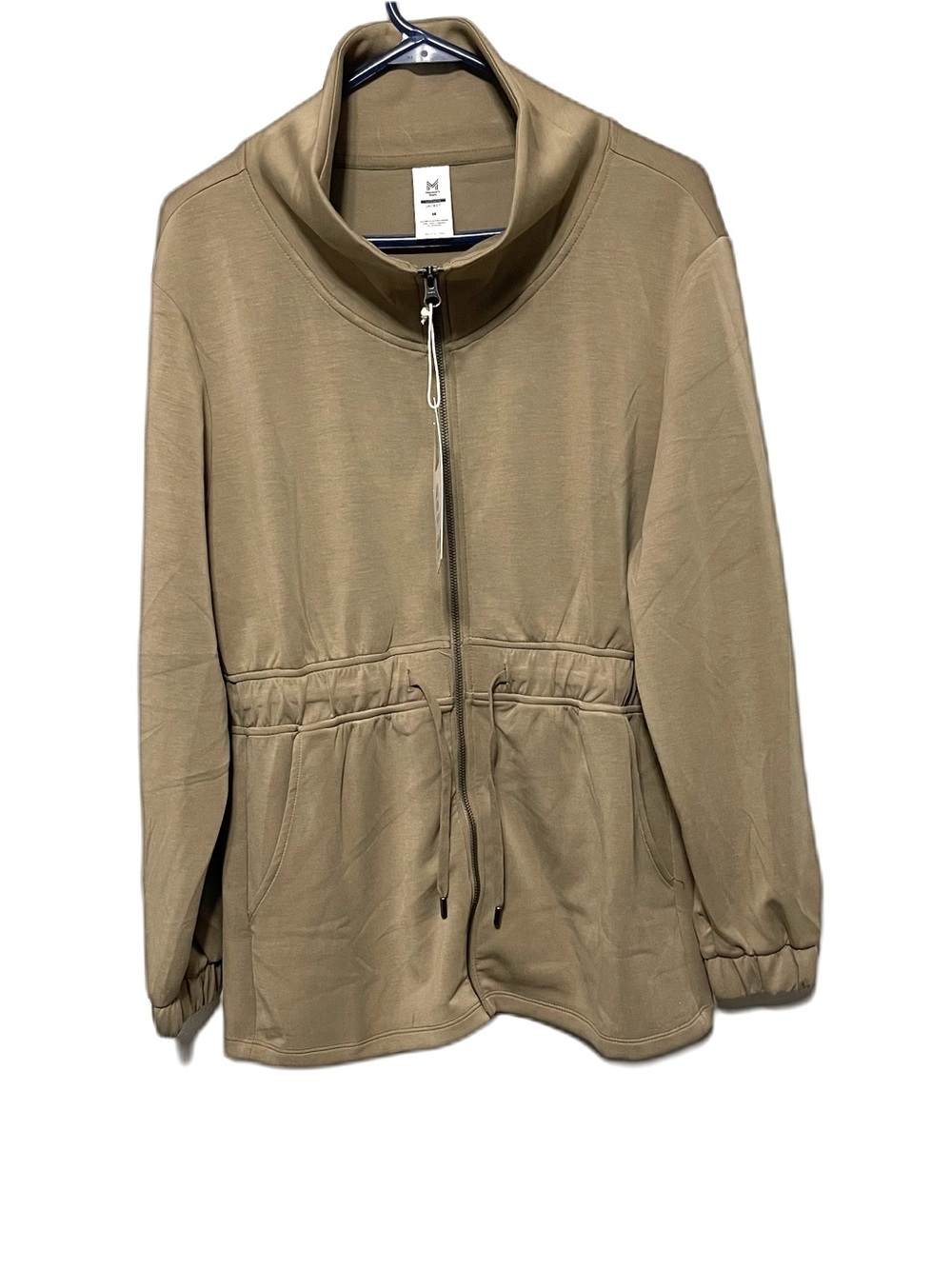 Members Mark Cinch Waist Full Zip Jacket Taupe NWT Womens M